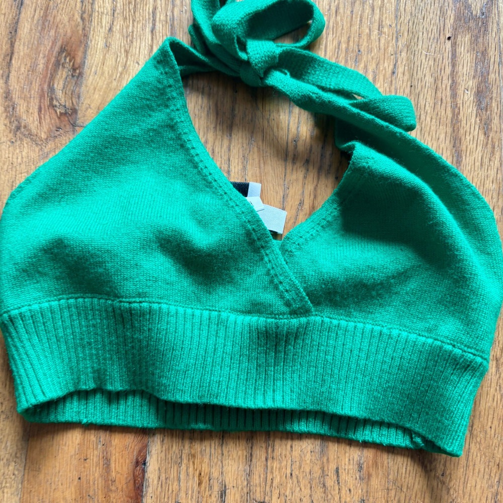 Princess Polly Selba Green Knit Halter Crop Top and High Rise Short Set XS/S